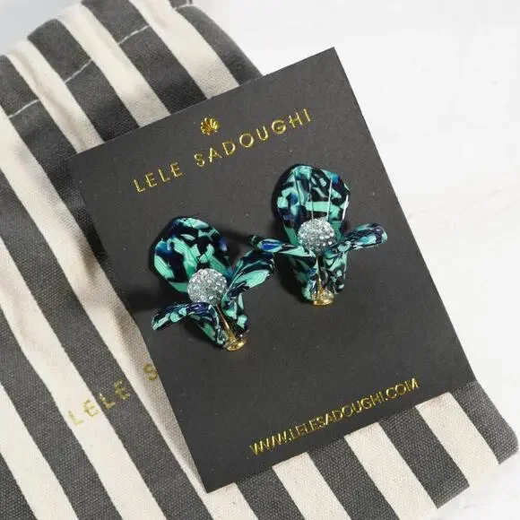 Lele Sadoughi Trillium Stud Earrings Pistachio - Picture 2 of 5